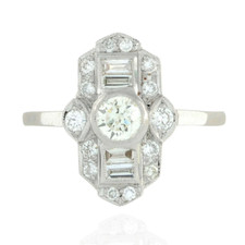 1/2 CT White Round Cut CZ Antique Art Deco Engagement  Wedding 925 Silver Ring