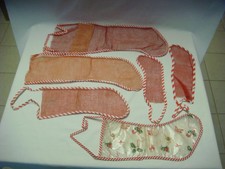 Vintage Christmas Stockings Lot Red Mesh Netting Striped Trim Plastic