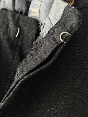 Antique 1930s French Workwear Lutteurs Faded Suspender Buckle Back Wool Trousers - Picture 5 of 14