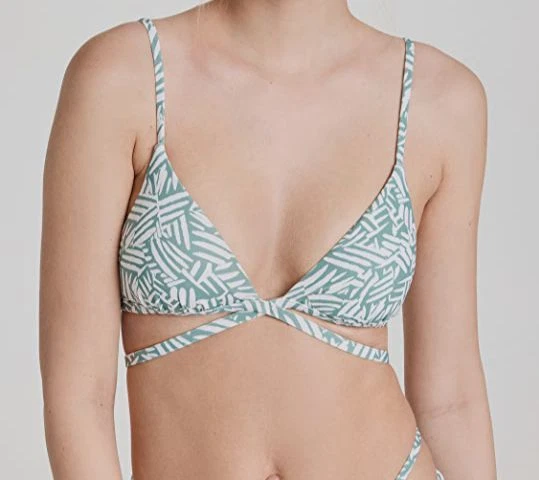 116 Jonathan Simkhai Women s Green Harlen Palm Leaf Bikini Top Swimwear Size M