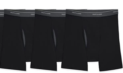 Mens 3 Pack Fruit of the Loom Black Boxer Briefs Underwear 100