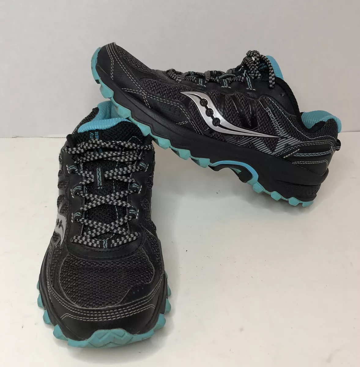 Saucony Grid Excursion TR11 Black Blue Trail Running Shoes S10392 Women s 9 EUC