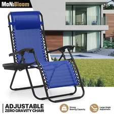 Adjustable Zero Gravity Chair Foldable Garden Recliner Lounge Chair w/Cup Holder