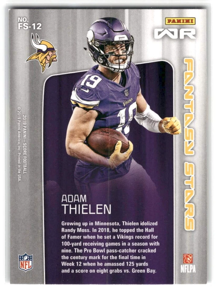 Adam Thielen 2019 Score FOOTBALL #FS-12 Minnesota Vikings Fantasy Stars - Image 2 of 2