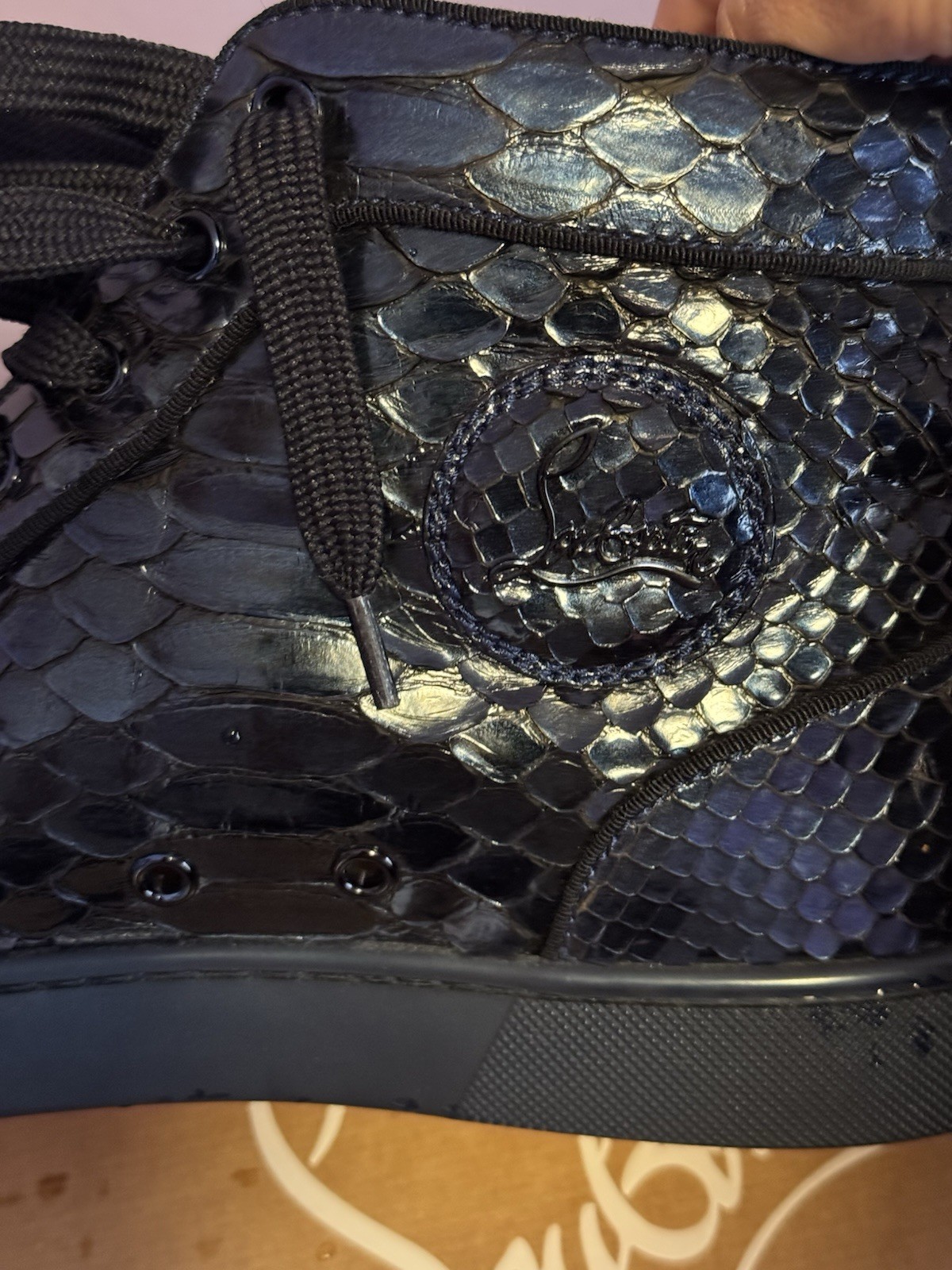 LOUBOUTIN RANTUS ORLATO FLAT PYTHON BLUE NAVY SNE… - image 14