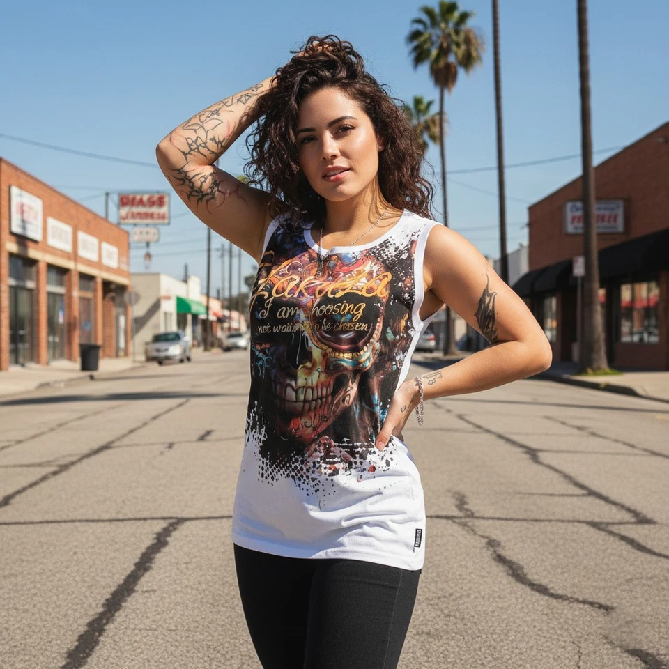 Neues Yakuza Damen Choosen Urban Tank Shirt - Weiß - Bild 1 von 1