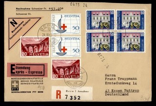 DR WHO 1963 SWITZERLAND SPECIAL DELIVERY REGISTERED COD TO GERMANY R90995