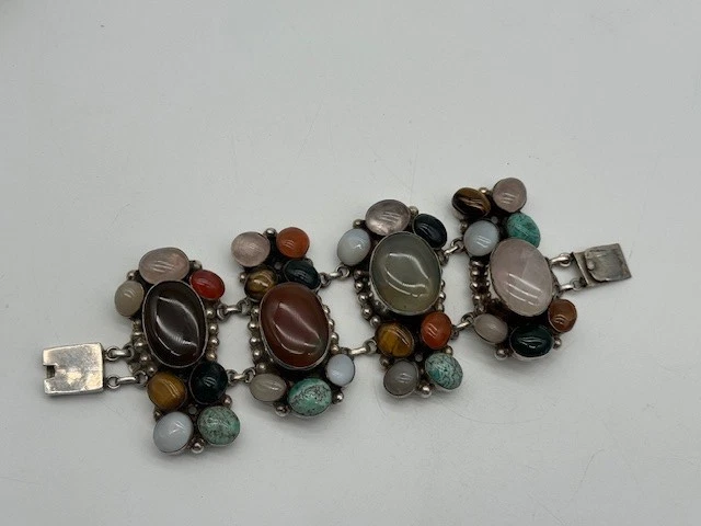 Vintage BIG Ladies Sterling Silver 925 Multi Stone Cocktail Bracelet - Image 2 of 4