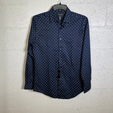 Alfani Men's Slim-Fit Stretch Medallion Dress Shirt Navy 15-15.5 34-35 65