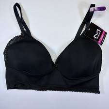 Maidenform Lace Trim Triangle Rib Wireless Stretch Bralette Black 2XL DM2322