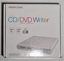 MEMOREX CD/DVD Writer  - Slim External DVD 8x CDR 24x USB Powered Open Box