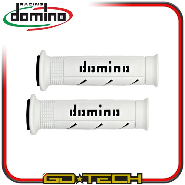 Domino Manopole A250 On Road Racing 2X 125Mm 120Mm Offen Weiß Schwarz-image