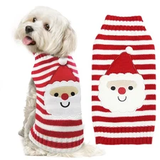 DOGGYZSTYLE Dog Christmas Sweater Xmas Pet Clothes Cute Striped Santa Claus C...