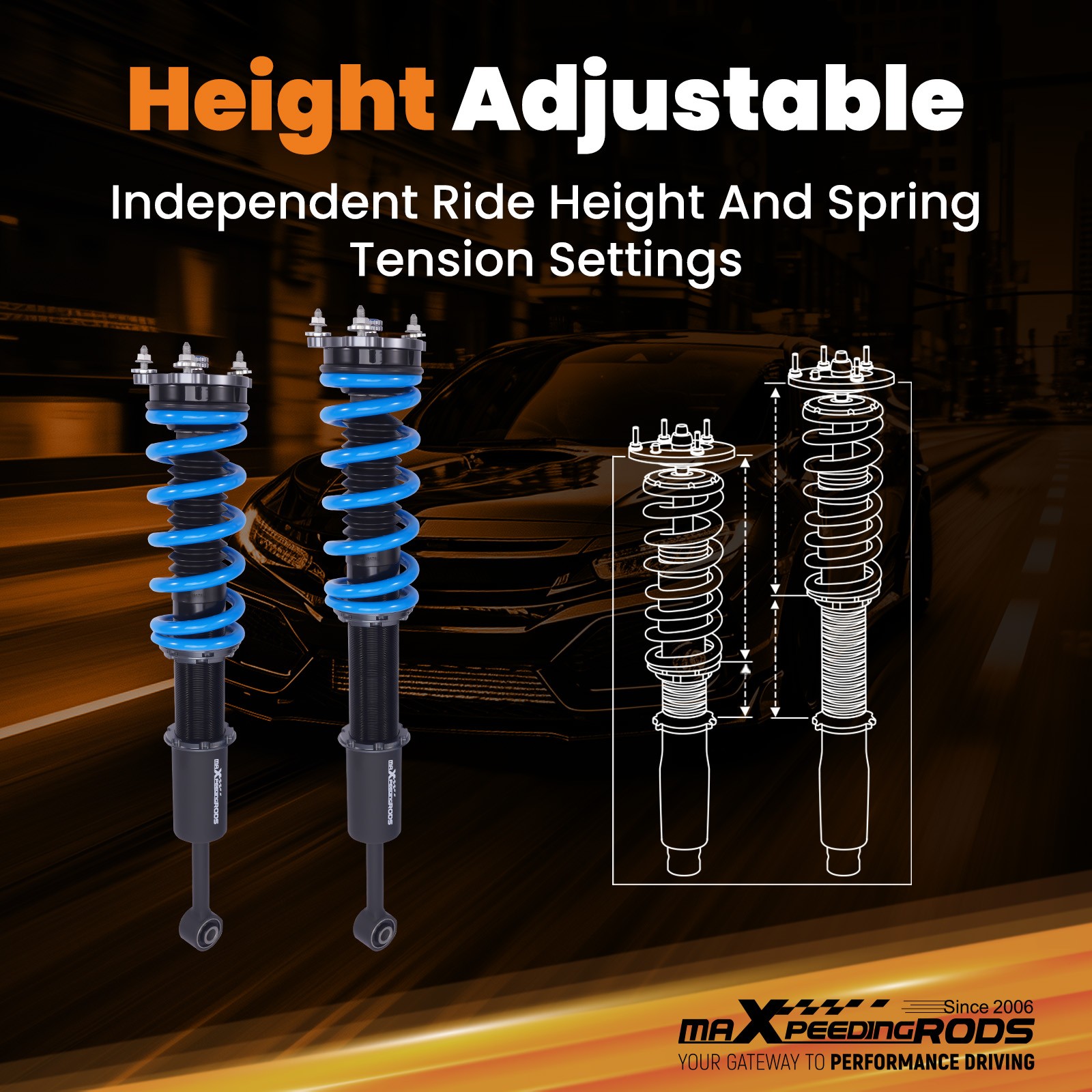 24 Step Damper Coilovers Suspension Lowering Coils for Maserati Ghibli 2014+ RWD