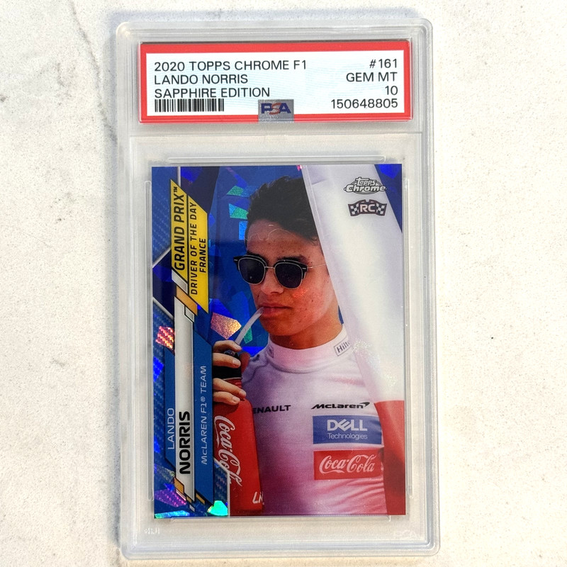2020 Topps Chrome Formula 1 F1 #161 LANDO NORRIS Sapphire Rookie Rc PSA 10