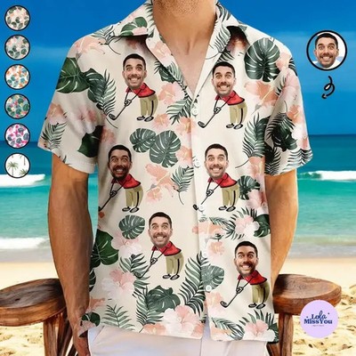 Custom Face Cartoon Golfer Hawaiian Shirt Personalized Funny Golf Gift