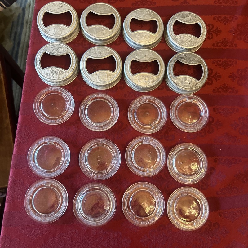 8 Good Housekeep Approved Presto Bow-Tie Canning Jar Lids & 12 Glass Inserts