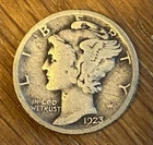 1923 Mercury Dime Fine Philadelphia Roaring 20s 90% Silver Winged Liberty Coin