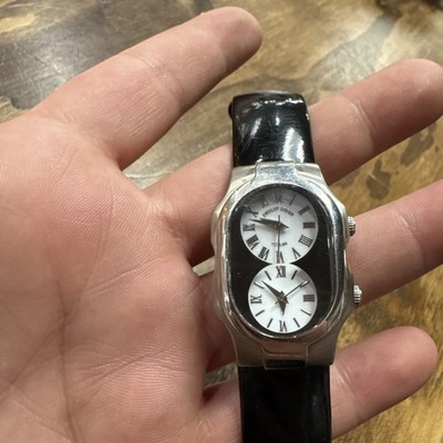 Philip Stein watch teslar dual time leather band serial # 1TF018585