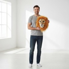Lion Mask Furry Mane Full Head Lion Mask for Cosplay