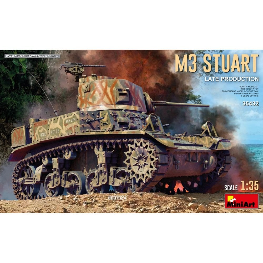 Miniart 1:35 M3 Stuart Light Tank, Late Production Military Model Kit 35432