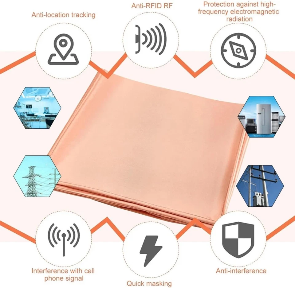 Golden Copper EMF/EMI Shielding Fabric - 197"x43" for Effective Signal Blocking - Image 4 of 4