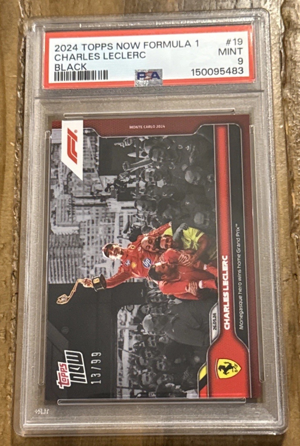 2024 Charles LeClerc Topps Now Formula 1 #19 Black #/99 PSA 9 Mint - Wins Monaco view 9