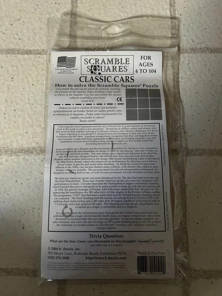 Rompecabezas rompecabezas B Dazzle coches clásicos cuadrados revueltos 9 piezas  Foto 4 de 4