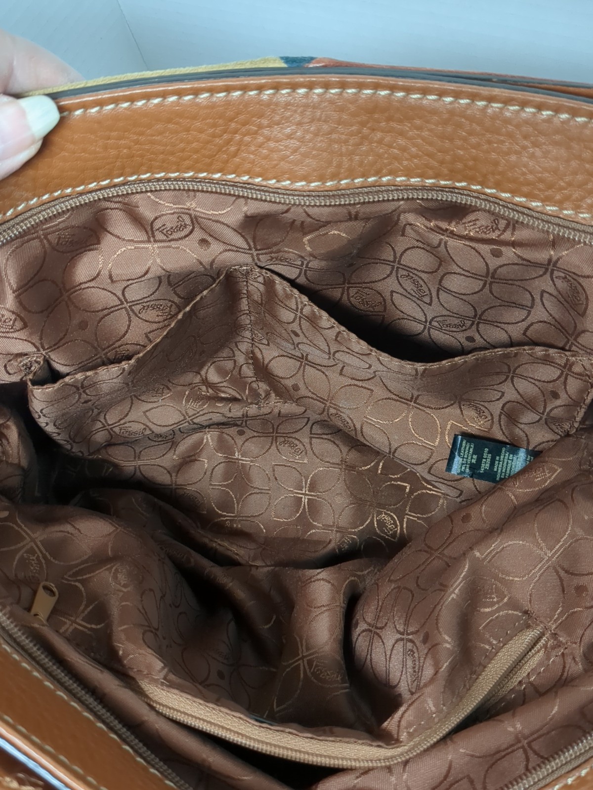 FOSSIL Multi-Color Patchwork Leather/Suede Small … - image 17