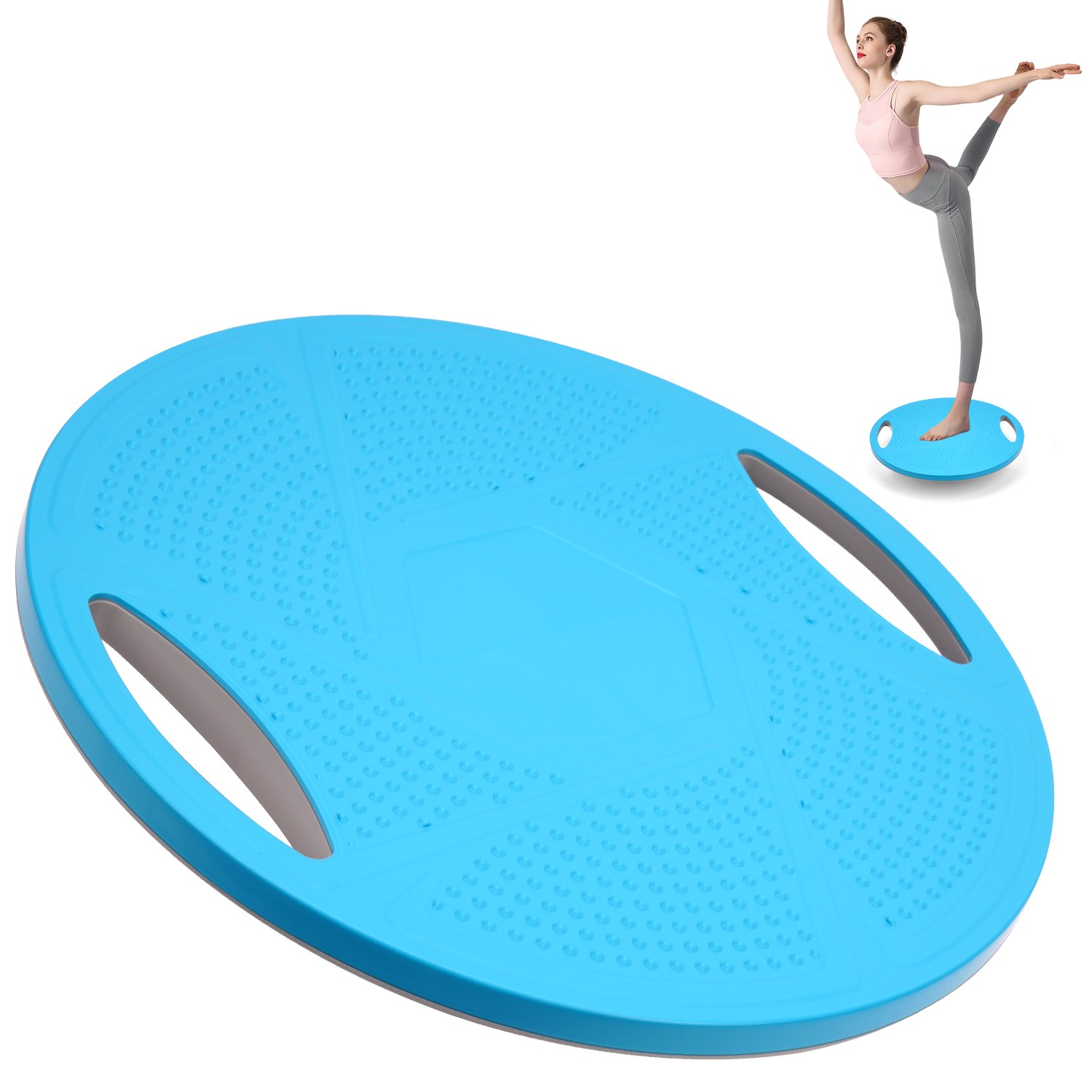 Balance Board Wackelbrett Balancekissen mit Griffen Gleichgewichtstraining Ø42cm