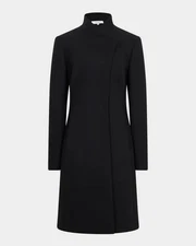 NEW, Reiss Mia Stand-Collar Wool Blend Coat In Black Size 8 #W125