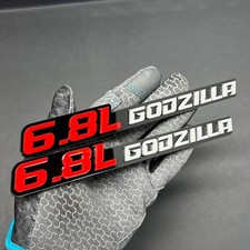 2pcs 3d Godzilla Emblems Durable Fender Badges For Ford 6.8l Engine Vehicles