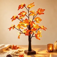 Lichterbaum 60CM 24 Leds Ahorn Mit Timer KüRbis Deko FüR Innen Halloween