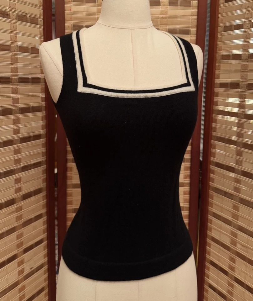 Винтажный 90-х кашемир шерсти Майка Cami Whimsigoth коттедж Core блузка черный XS - Изображение 4 из 4