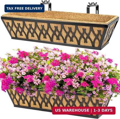 2 Pack 24 Inch Window Boxes Planters Railing Planter Box with Adjustable Bracket