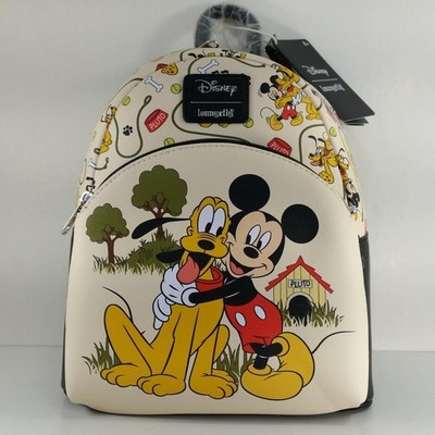 Loungefly Disney Mickey Mouse & Pluto Mini Backpack Bag Allover Print Friend Dog