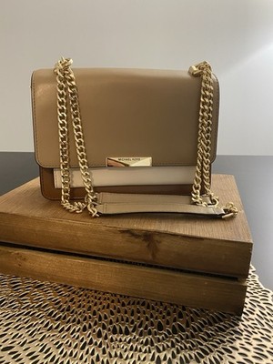 Michael Kors Shoulder Bag Brown Tan With Gold Hardware
