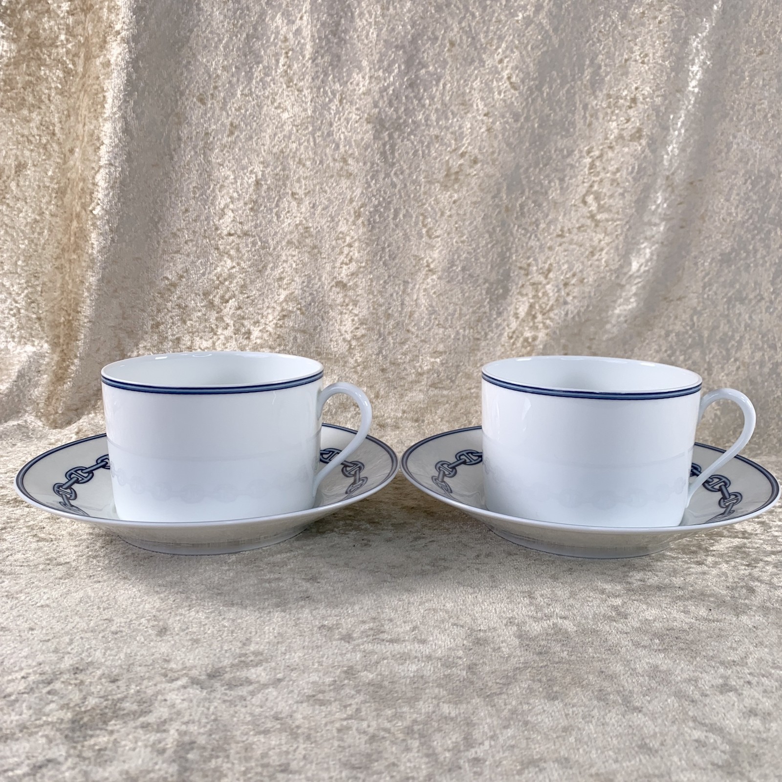 Hermes Paris Large Morning Breakfast Soup Cup & Saucer Chaine d'Ancre 2 Sets thumbnail 2