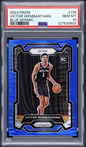 2023 Panini Prizm Victor Wembanyama Blue Seismic Rookie /99 #136 PSA 10