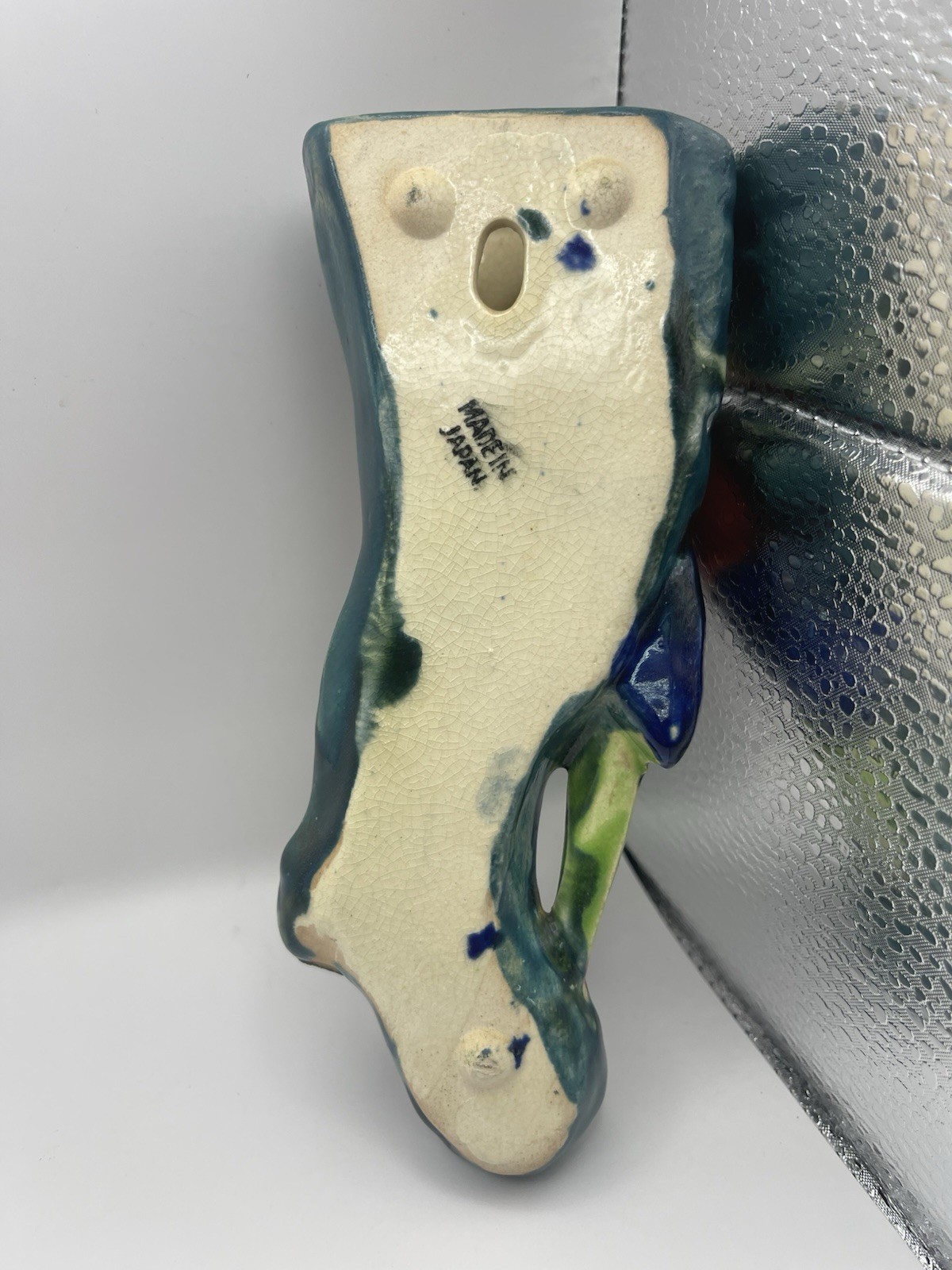 Vintage Colorful Bird Wall Pocket Hand Painted Vase Planter Ceramic Japan