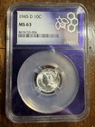 1945-D Mercury Dime 10C Silver NGC MS63 Cert 8674153-004 Denver Purple Label
