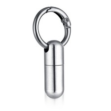 Ptwola Small Pill Case Keychain Tiny Portable Carabiner Clip Silver
