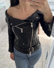 Echtleder Bikerjacke Off-Shoulder Look Maßan...