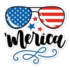 'Merica USA Flag, Vinyl Decal Sticker, Indoor Outdoor, 3 Sizes, 7731