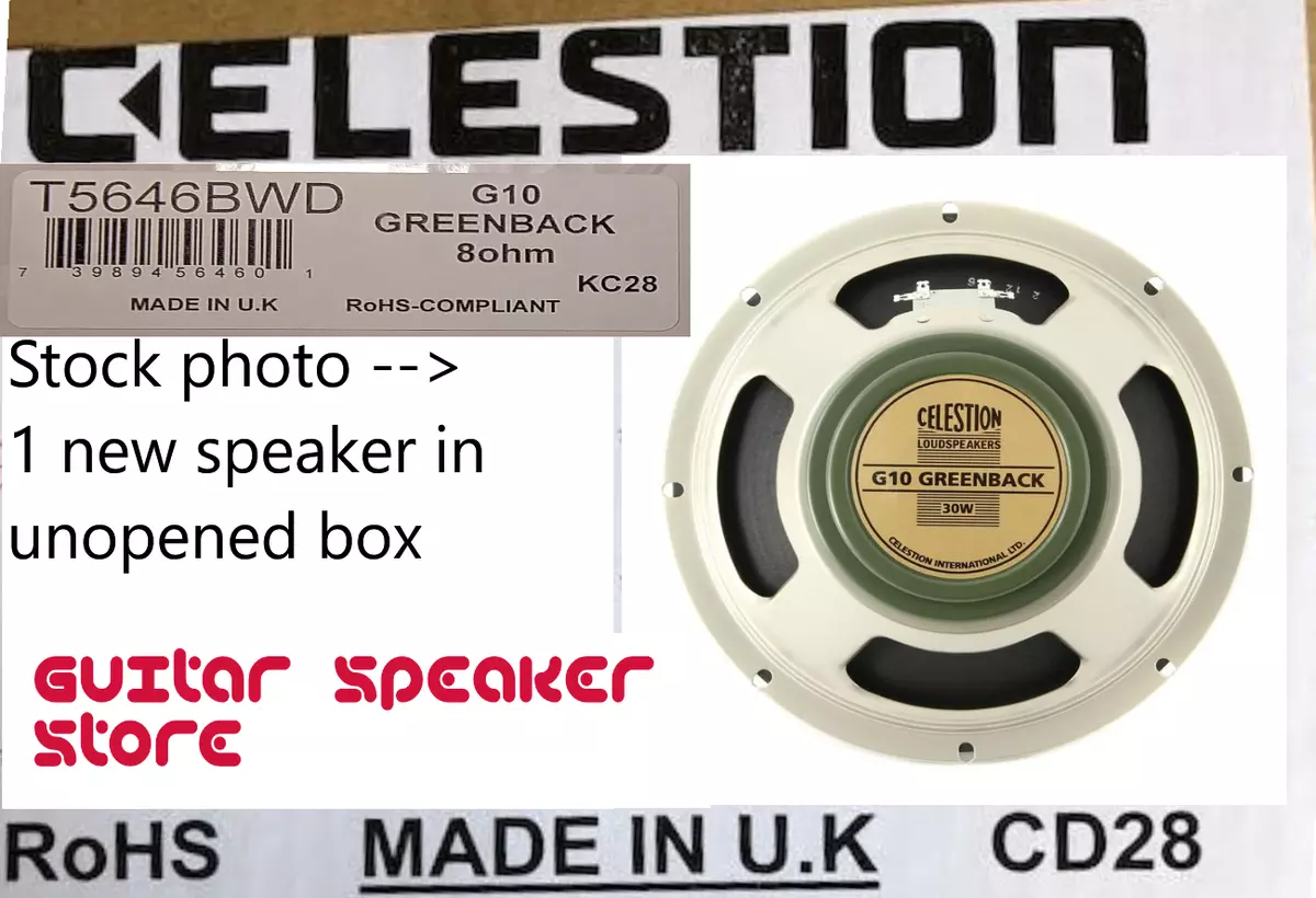 Celestion G10 GREENBACK 8 Ohm 10 inch 30W UK-made Guitar speaker (NIB)