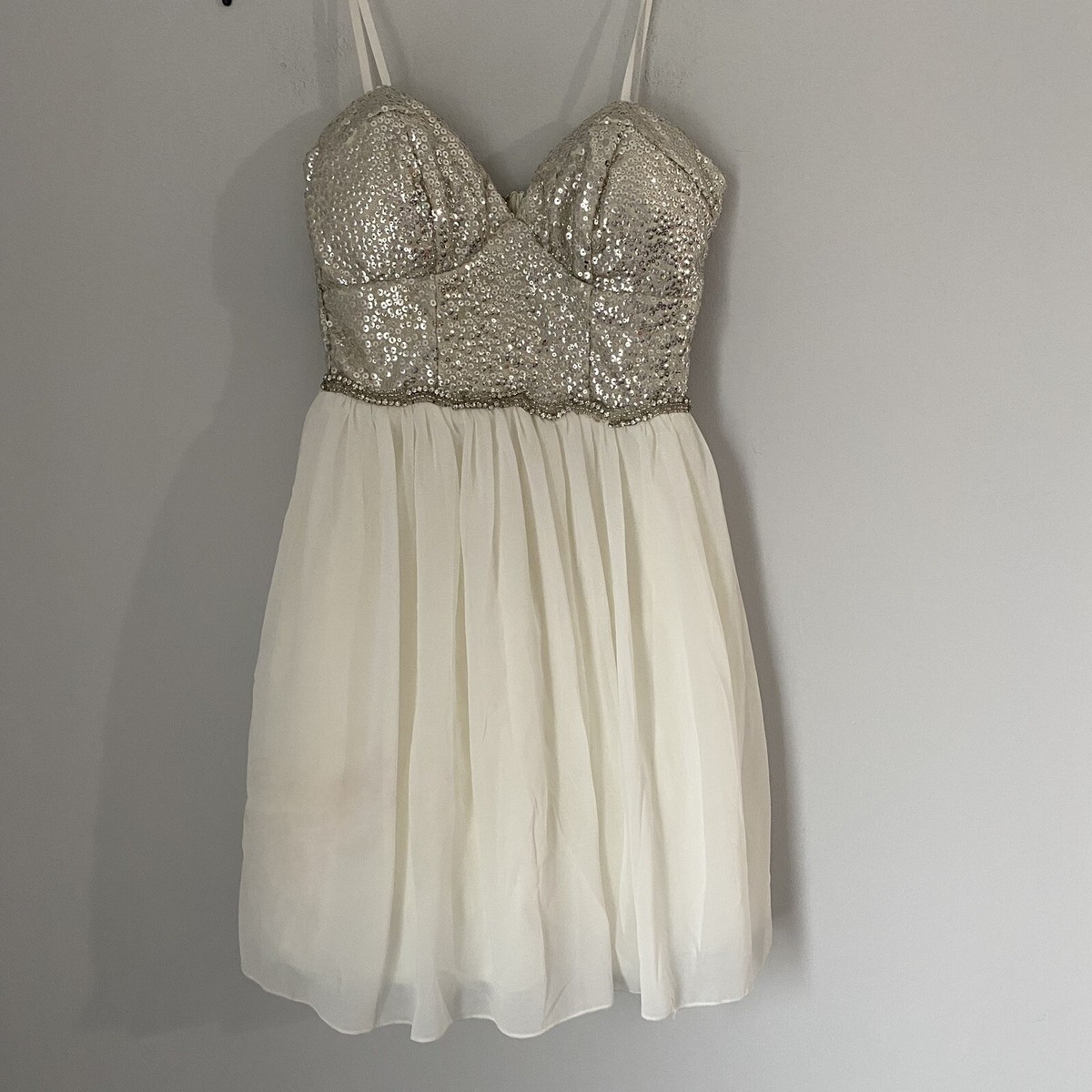 city studios strapless sequin dress City Studios Strapless Sequin Dress in Natural