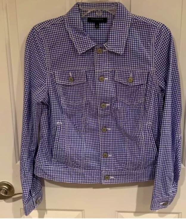Talbots Sz S Checked Button Down Light Jacket GUC… - image 1