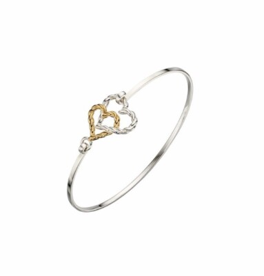 Armband mit gedrehtem Seil Herz Sterlingsilber und vergoldet