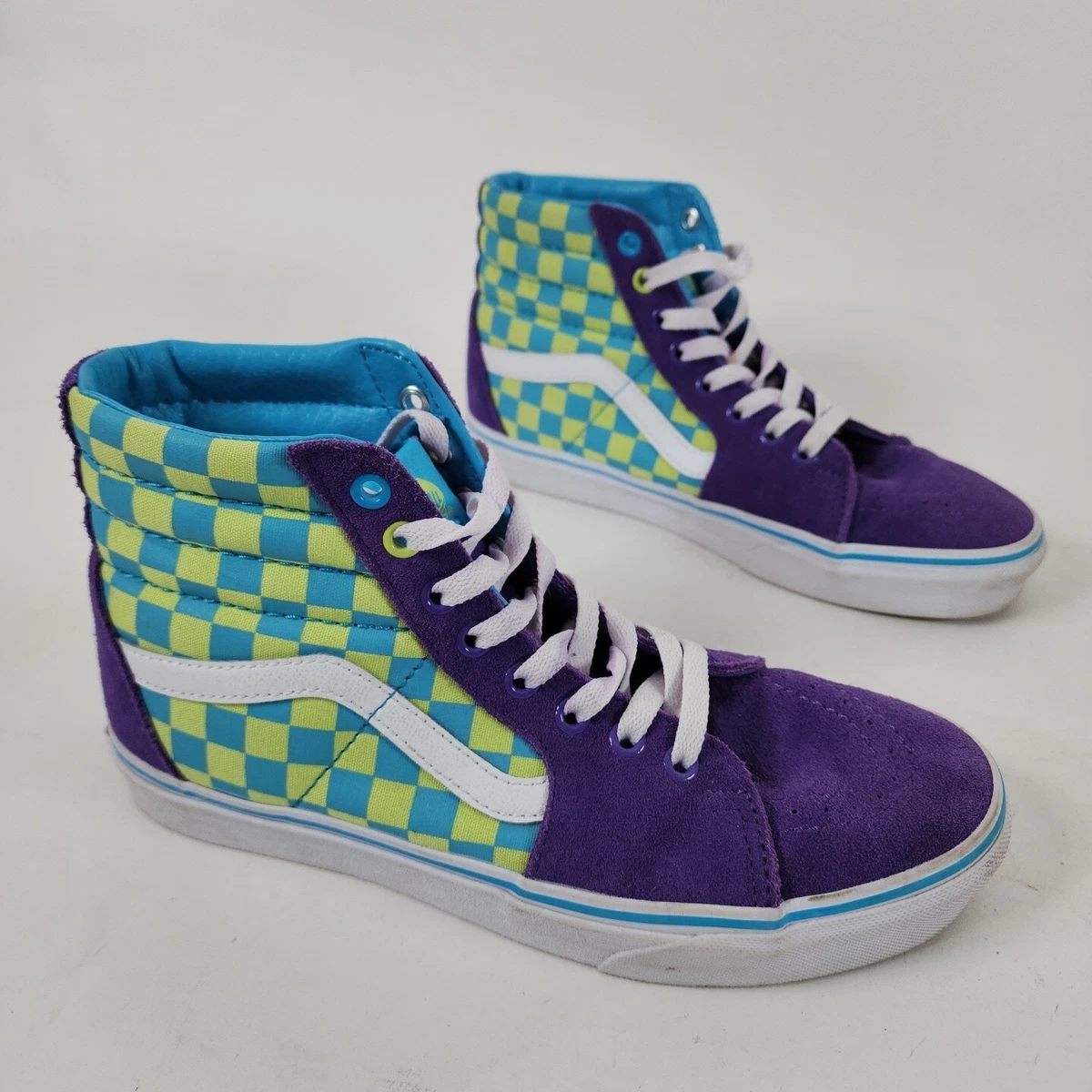 Purple and green vans on sale