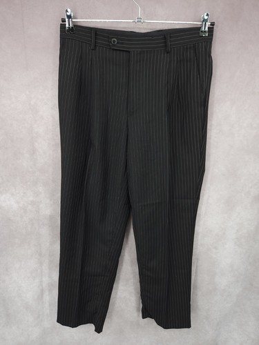 Bachrach 2 Piece Suit Mens 40S Black Pinstripe Pants 30x27 Wool Blend France - Picture 7 of 21